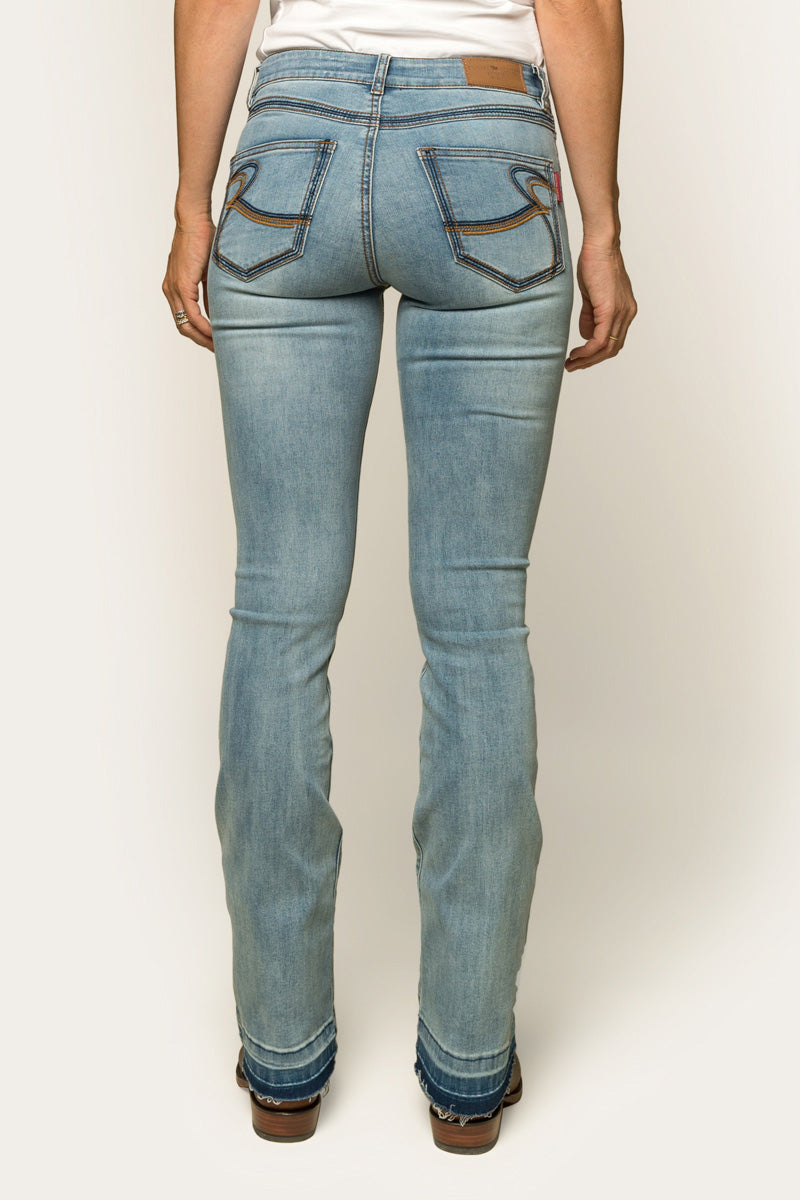 Billie Womens Mid-Rise Bootleg Jeans - Light Blue