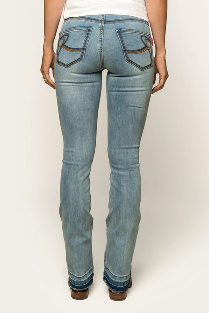 Billie Womens Mid-Rise Bootleg Jeans - Light Blue