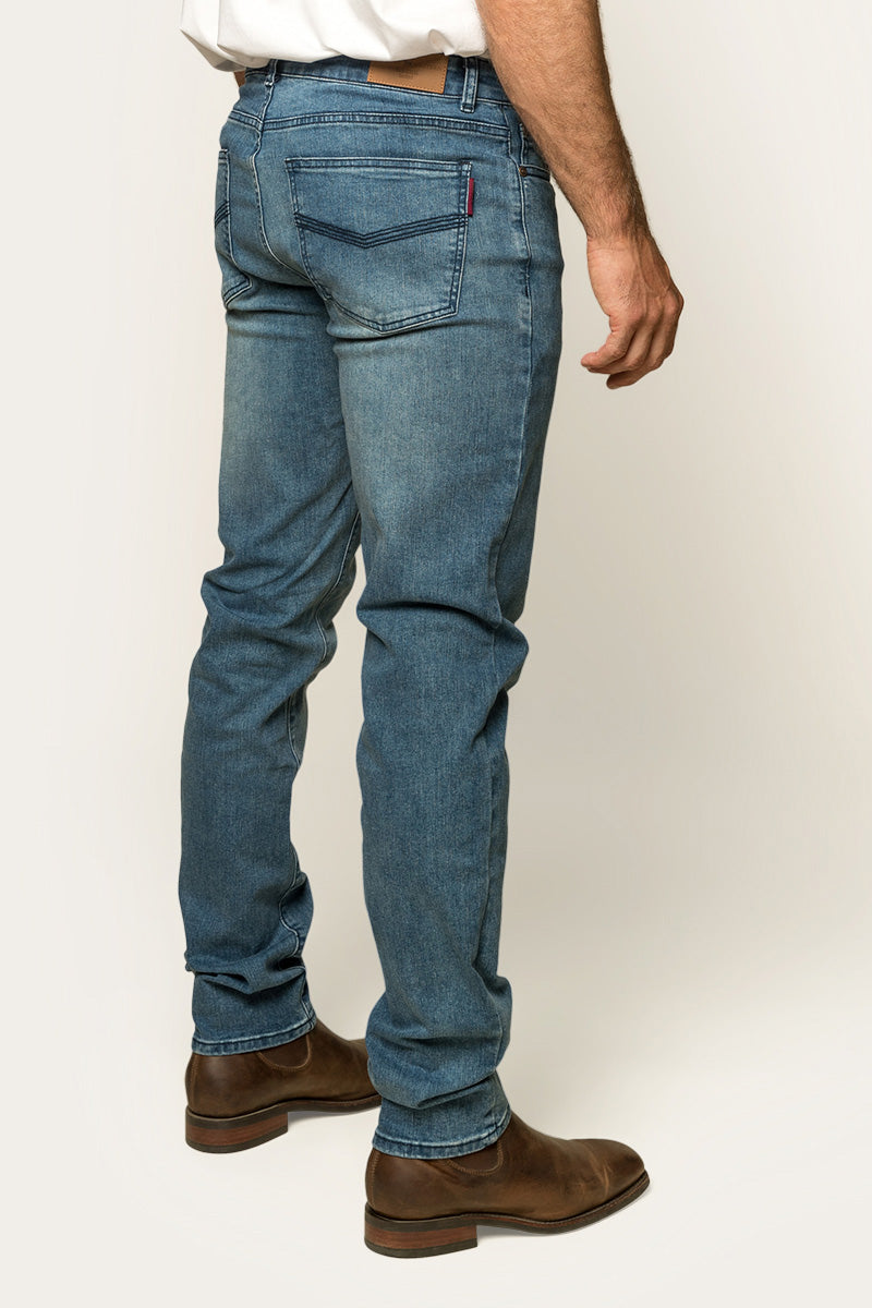 Burke Mens Tapered Slim Leg Jeans - Light Blue