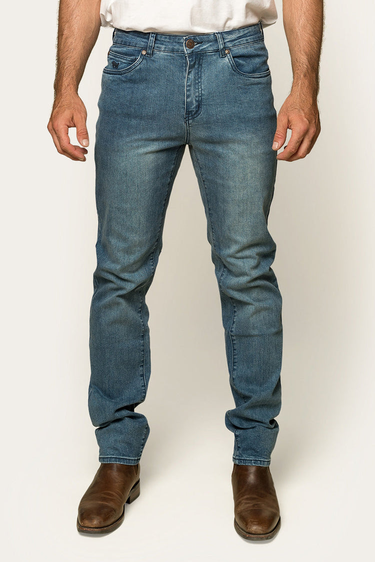 Burke Mens Tapered Slim Leg Jeans - Light Blue