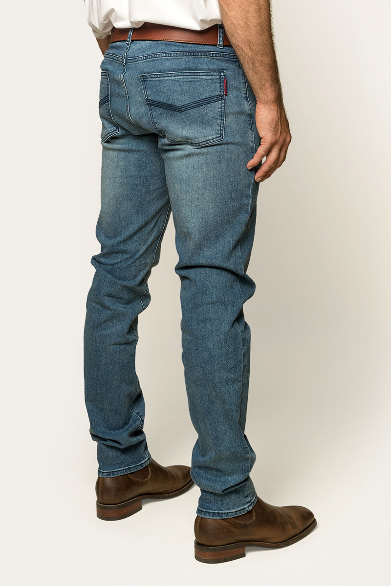 Burke Mens Tapered Slim Leg Jeans - Light Blue