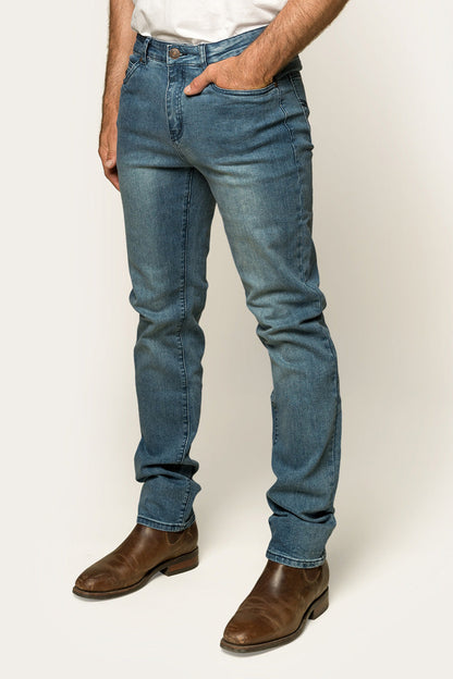 Burke Mens Tapered Slim Leg Jeans - Light Blue