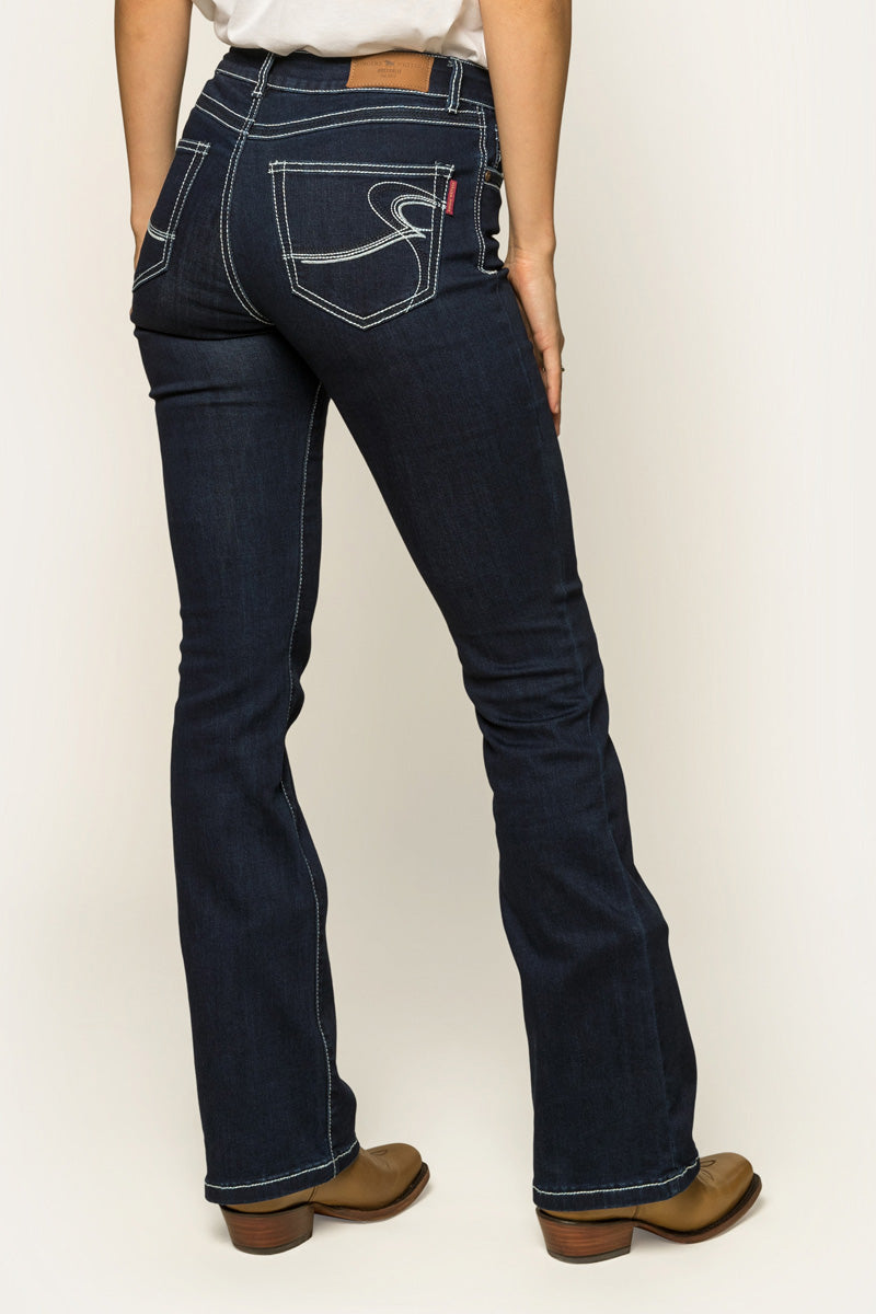 Caroline Womens Mid-Rise Bootleg Jeans - Indigo Blue