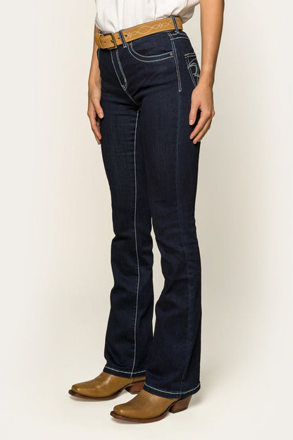 Caroline Womens Mid-Rise Bootleg Jeans - Indigo Blue