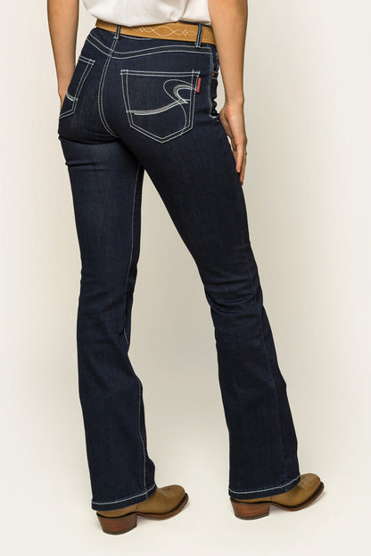 Caroline Womens Mid-Rise Bootleg Jeans - Indigo Blue