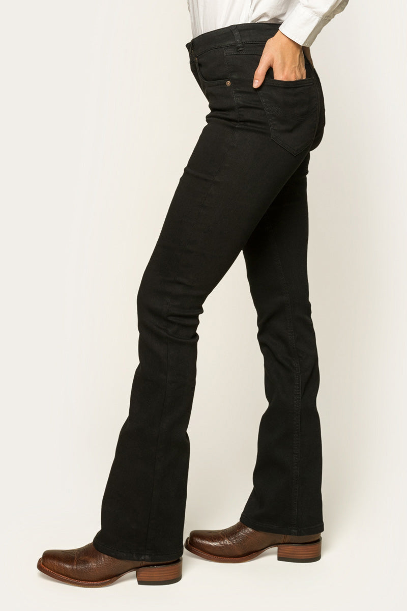 Katherine Womens Mid-Rise Bootleg Jeans - Black