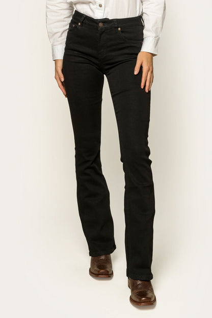 Katherine Womens Mid-Rise Bootleg Jeans - Black