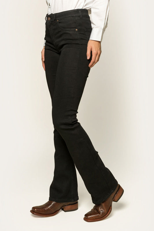 Katherine Womens Mid-Rise Bootleg Jeans - Black