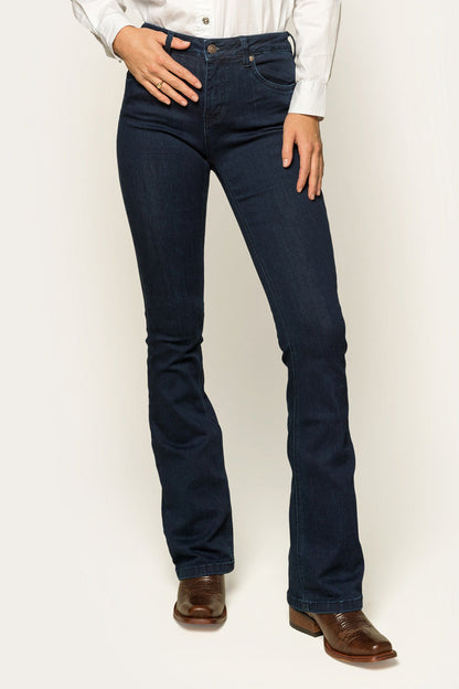 Katherine Womens Mid-Rise Bootleg Jeans - Indigo Blue