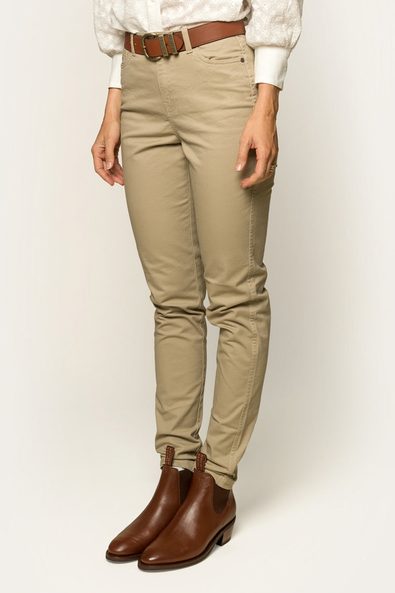 MacKenzie Womens 5 Pocket Stretch Drill Jeans - Khaki