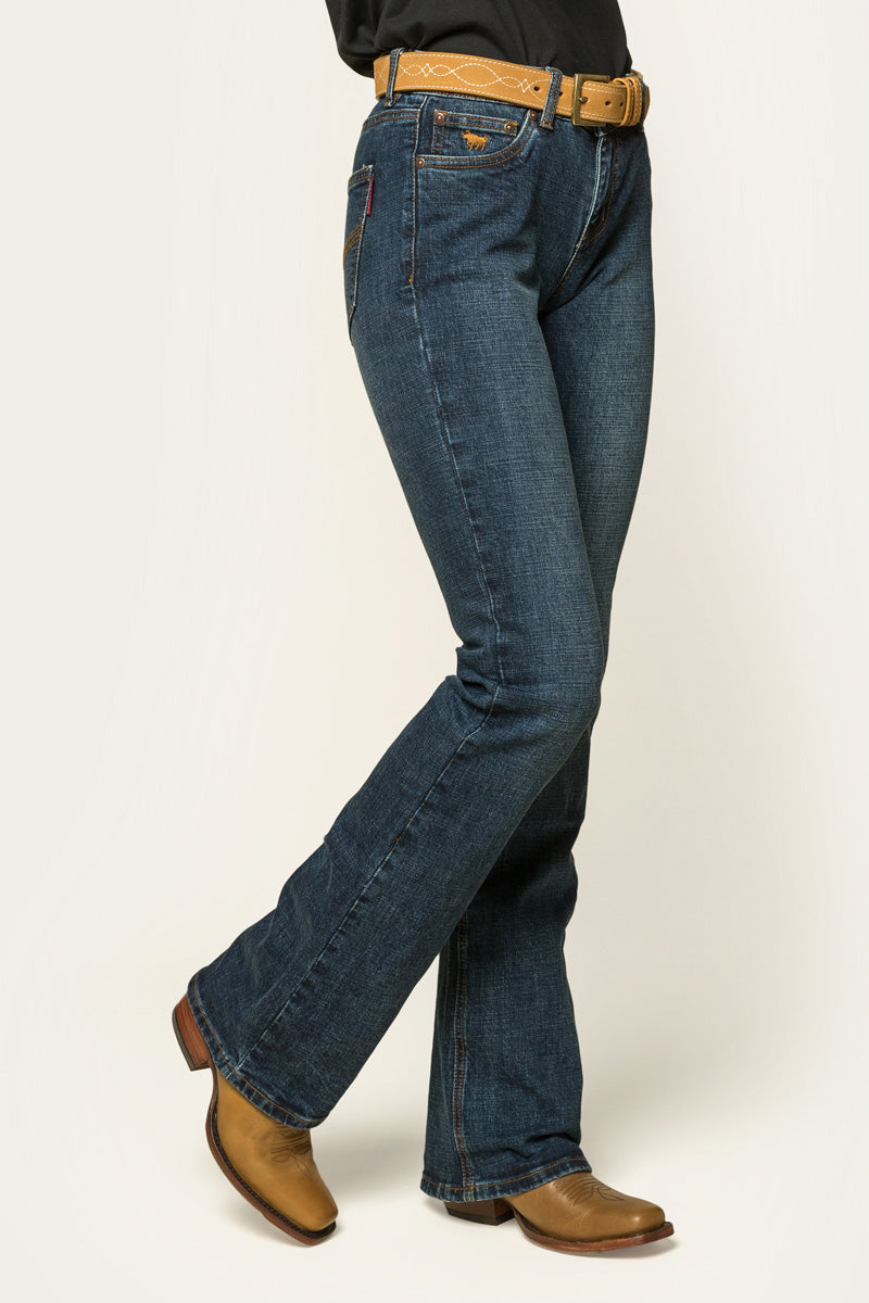 Megan Womens Low-Rise Bootleg Jeans - Classic Blue