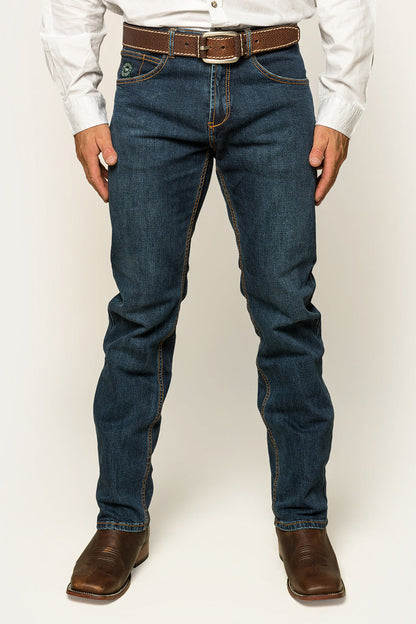 Muster Mens Slim Straight Fit Jeans - Dark Wash Blue