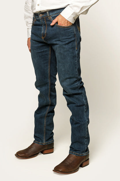 Muster Mens Slim Straight Fit Jeans - Dark Wash Blue