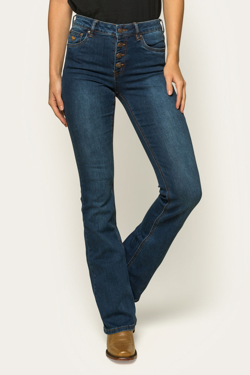 Selina Womens Mid-Rise Bootleg Jeans - Classic Blue