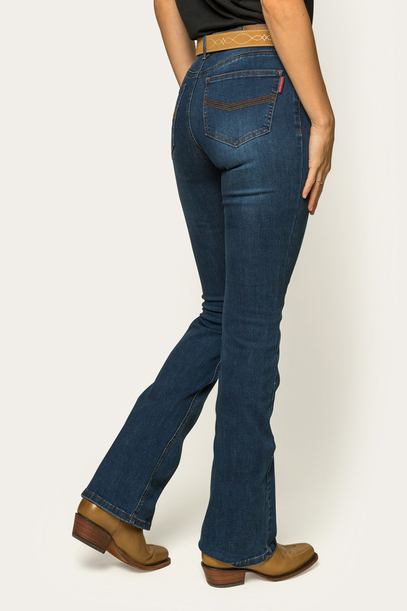 Selina Womens Mid-Rise Bootleg Jeans - Classic Blue