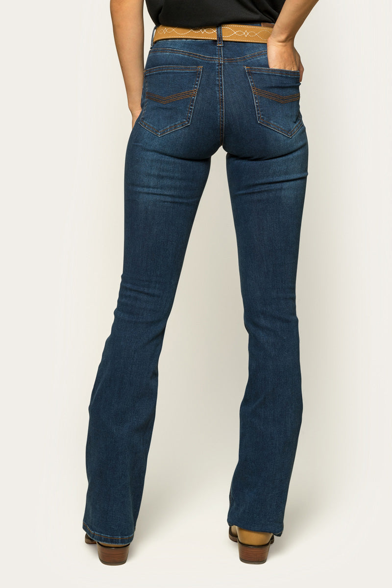 Selina Womens Mid-Rise Bootleg Jeans - Classic Blue