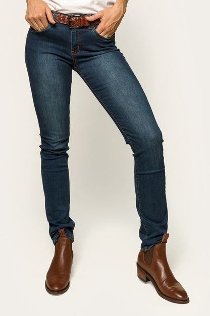 Victoria Womens Mid-Rise Straight-Leg Jeans - Classic Blue