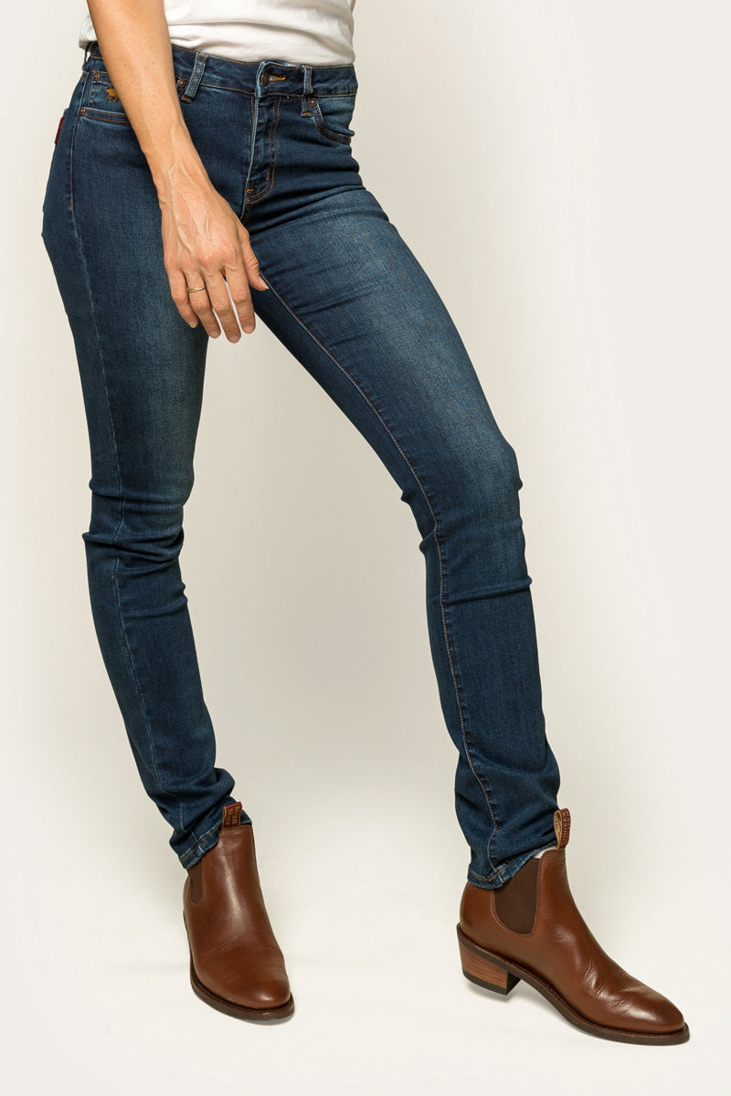 Victoria Womens Mid-Rise Straight-Leg Jeans - Classic Blue