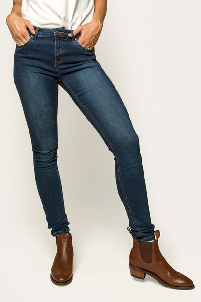 Victoria Womens Mid-Rise Straight-Leg Jeans - Classic Blue