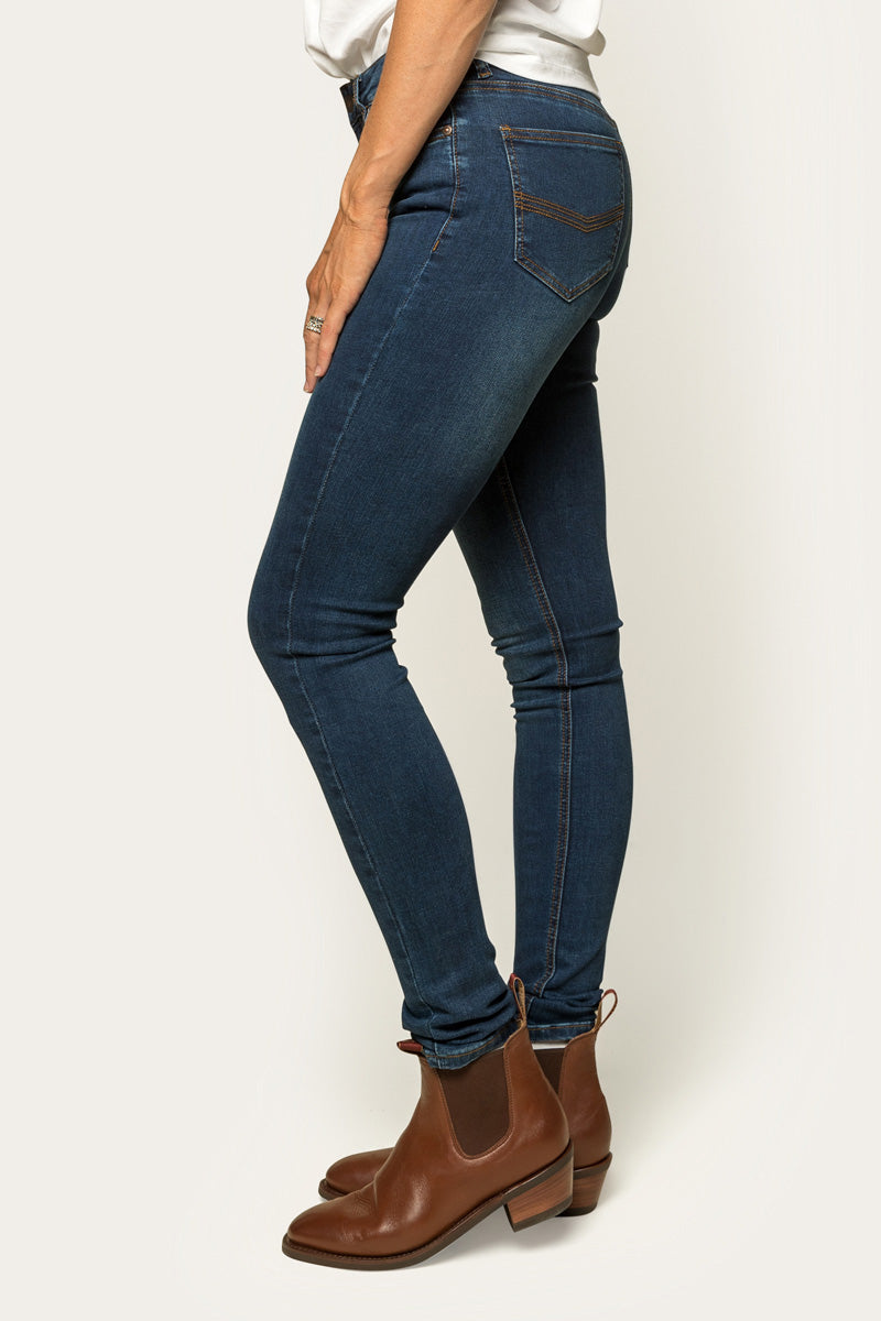 Victoria Womens Mid-Rise Straight-Leg Jeans - Classic Blue