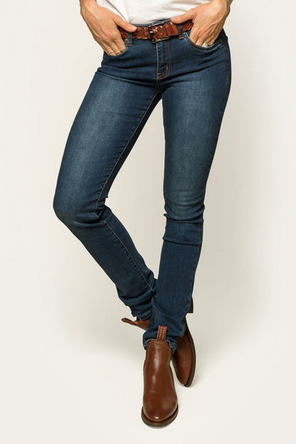 Victoria Womens Mid-Rise Straight-Leg Jeans - Classic Blue