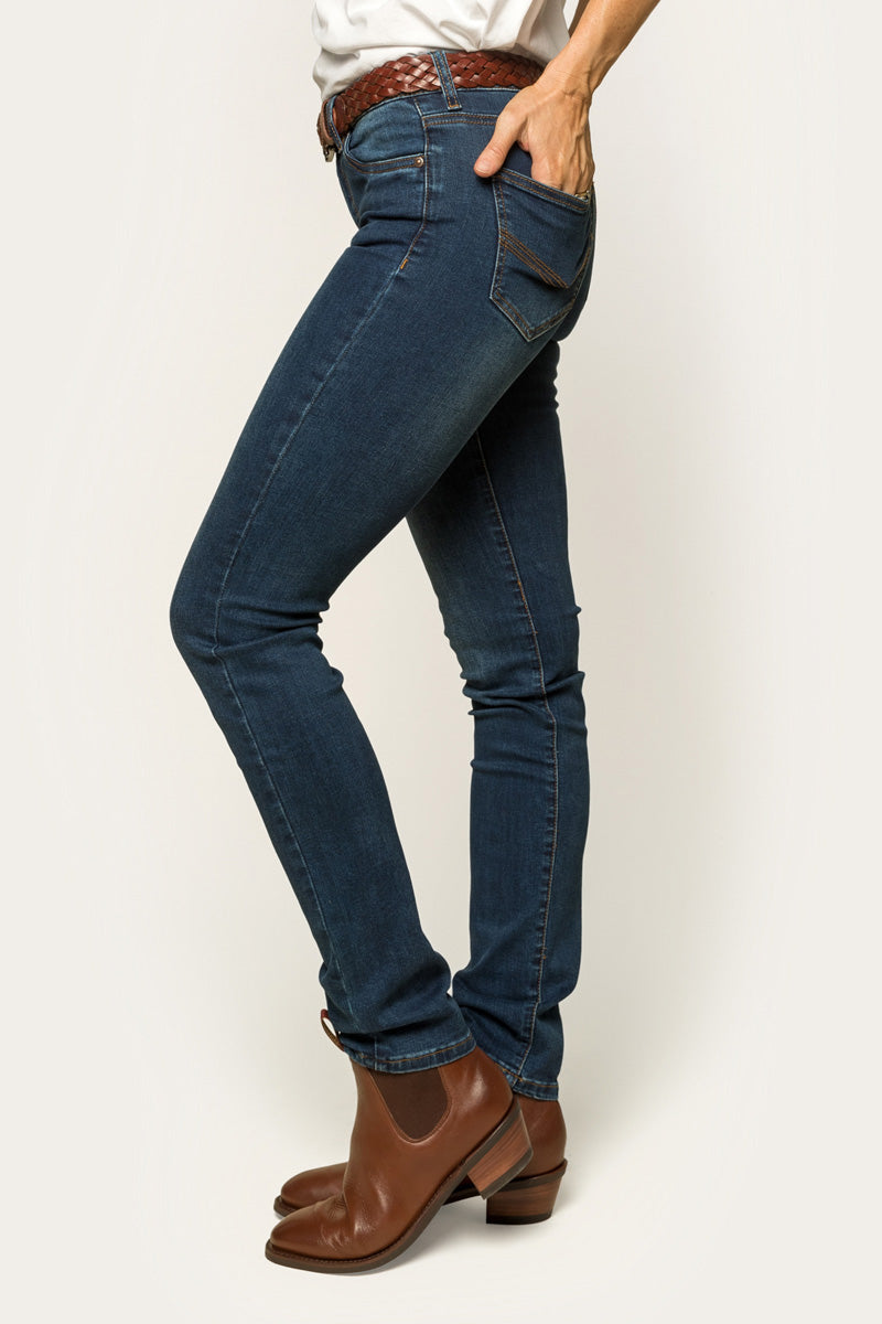 Victoria Womens Mid-Rise Straight-Leg Jeans - Classic Blue