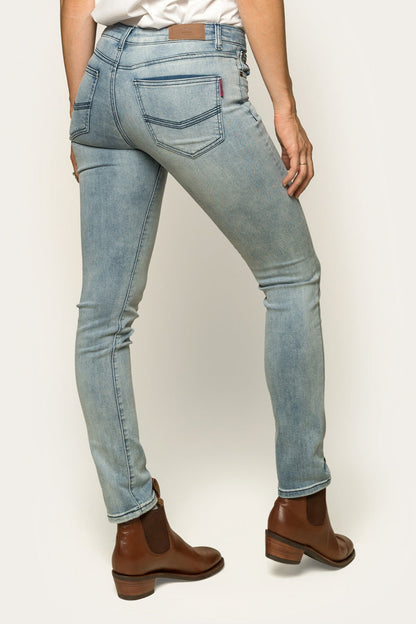 Victoria Womens Mid-Rise Straight-Leg Jeans - Light Blue